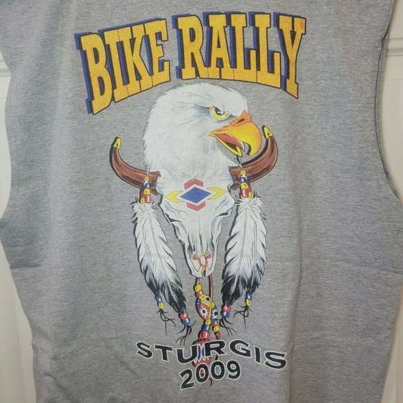 Sturgis Bike Week Motorcycle Rally 2009 L T-shirt Bald Eagle Biker Sleeveless - Picture 4 of 6